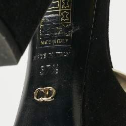 Dior Gold Leather and Suede Block Heel Ankle Strap Sandals Size 37.5