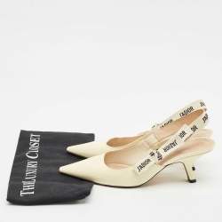 Dior Cream Patent Leather J'Adior Slingback Pumps Size 39