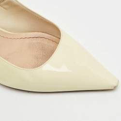 Dior Cream Patent Leather J'Adior Slingback Pumps Size 39