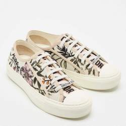 Dior Multicolor Floral Embroidered Canvas Walk N Dior Low Top Sneakers Size 37.5