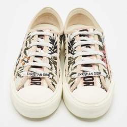 Dior Multicolor Floral Embroidered Canvas Walk N Dior Low Top Sneakers Size 37.5