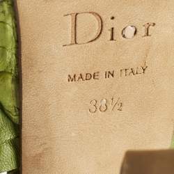 Pre Owned Dior Green Python Leather Knot Detail Ankle Strap Platform Pumps Size 38.5