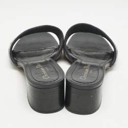 Dior Navy Blue Embroidered Canvas Dway Slide Sandals Size 41