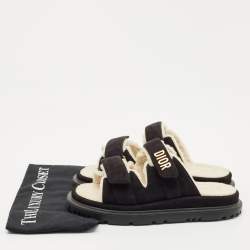 Dior Black Suede DiorAct Flat Sandals Size 39.5