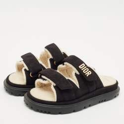 Dior Black Suede DiorAct Flat Sandals Size 39.5