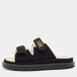Dior Black Suede DiorAct Flat Sandals Size 39.5