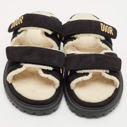 Dior Black Suede DiorAct Flat Sandals Size 39.5