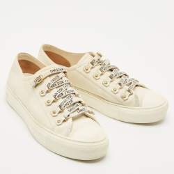 Dior White Canvas Walk'n'Dior Low Top Sneakers Size 39