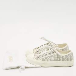 Dior Grey/White Canvas Walk'n'Dior Lace Up Sneakers Size 39