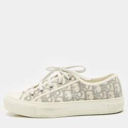 Dior Grey/White Canvas Walk'n'Dior Lace Up Sneakers Size 39