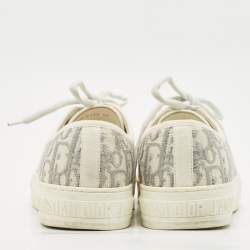 Dior Grey/White Canvas Walk'n'Dior Lace Up Sneakers Size 39