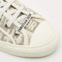 Dior Grey/White Canvas Walk'n'Dior Lace Up Sneakers Size 39