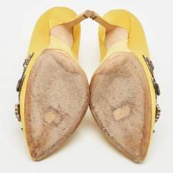 Dior Yellow Satin Embellished Pointed Toe Pumps Size 38