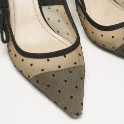 Dior Black Mesh and Suede J'Adior Studded Slingback Pumps Size 41