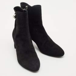 Dior Black Suede Zipped Ankle Length Boots Size 40