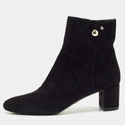 Dior Black Suede Zipped Ankle Length Boots Size 40