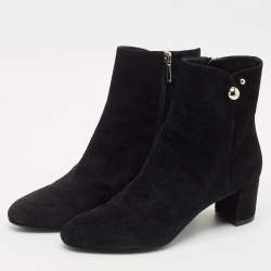 Dior Black Suede Zipped Ankle Length Boots Size 40