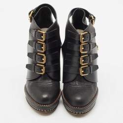 Dior Brown Leather Cavaliere Platform Ankle Boots Size 37