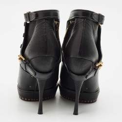 Dior Brown Leather Cavaliere Platform Ankle Boots Size 37