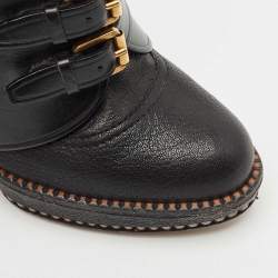 Dior Brown Leather Cavaliere Platform Ankle Boots Size 37