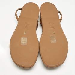 Dior Brown Leather Egee Braided Ankle Strap Flat Sandals Size 39.5