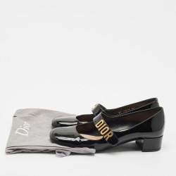 مملوكة مسبقًا حذاء كعب عالي ديور جلد براءات اختراع أسود بيبي-D ماري جين مقاس 37