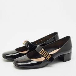 مملوكة مسبقًا حذاء كعب عالي ديور جلد براءات اختراع أسود بيبي-D ماري جين مقاس 37