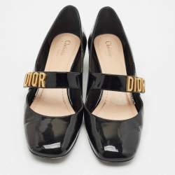 مملوكة مسبقًا حذاء كعب عالي ديور جلد براءات اختراع أسود بيبي-D ماري جين مقاس 37