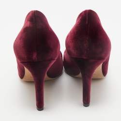 مملوكة مسبقًا Dior Burgundy Velvet Crystals Embellished Pumps Size 38