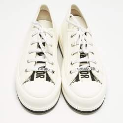 Pre Owned Dior White Canvas Walk'n'Dior Platform Low Top Sneakers Size 40