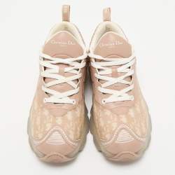 Pre Owned Dior Old Rose/White Oblique Leather and Rubber Vibe Sneakers Size 41