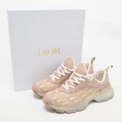 Pre Owned Dior Old Rose/White Oblique Leather and Rubber Vibe Sneakers Size 41