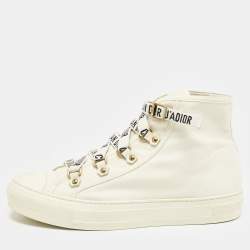 Dior White Canvas Walk'n'Dior High Top Sneakers Size 40