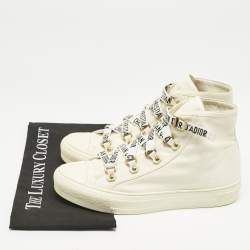Dior White Canvas Walk'n'Dior High Top Sneakers Size 40