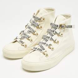 Dior White Canvas Walk'n'Dior High Top Sneakers Size 40