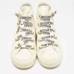 Dior White Canvas Walk'n'Dior High Top Sneakers Size 40