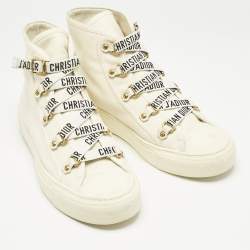 Dior White Canvas Walk'n'Dior High Top Sneakers Size 40