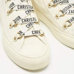 Dior White Canvas Walk'n'Dior High Top Sneakers Size 40