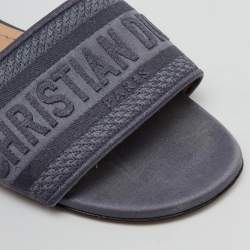 Dior Grey Canvas Dway Slide Flats Size 39 