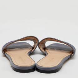 Dior Grey Canvas Dway Slide Flats Size 39 