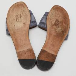 Dior Grey Canvas Dway Slide Flats Size 39 