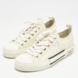 Dior White Oblique Mesh and Rubber B23 Low Top Sneakers Size 40