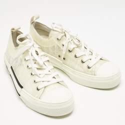 Dior White Oblique Mesh and Rubber B23 Low Top Sneakers Size 40