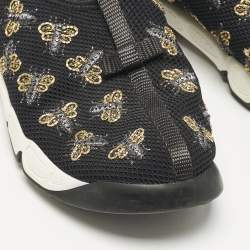 Dior Black Mesh Fusion Bee Embellished Slip On Sneakers Size 37.5