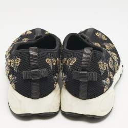Dior Black Mesh Fusion Bee Embellished Slip On Sneakers Size 37.5