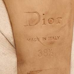 Dior Light Beige Satin Metal Cannage Peep Toe Platform Pumps Size 38.5