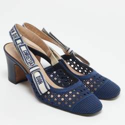 Dior Blue Cannage Mesh D-Moi Slingback Pumps Size 37