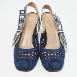 Dior Blue Cannage Mesh D-Moi Slingback Pumps Size 37