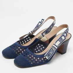 Dior Blue Cannage Mesh D-Moi Slingback Pumps Size 37
