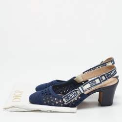 Dior Blue Cannage Mesh D-Moi Slingback Pumps Size 37